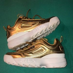 Gold Fila Disruptors Size 9 Lightly Used